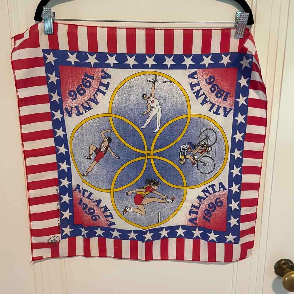 Vintage 1996 Atlanta Olympics Bandana Scarf Cycling Gymnastics Track USA